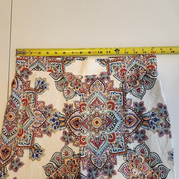 Rachel Zoe Mandala Wide Leg High Rise Pants Linen Womens Size Large Boho Beach - Picture 9 of 12